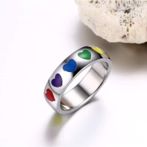 RING mit Rainbow Herzen aus Edelstahl – LGBTQ+Pride
