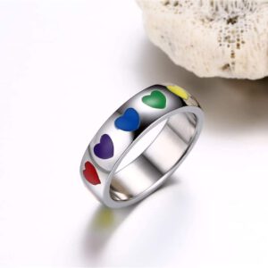 RING mit Rainbow Herzen aus Edelstahl – LGBT+Pride