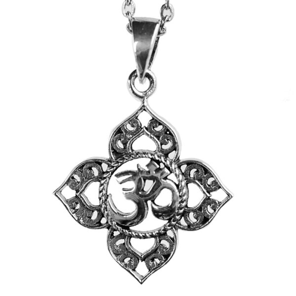 Om Lotus Anhänger mit Kette 925er Sterling Silber – Bild 3