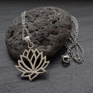 Lotus Anhänger mit Kette 925er Sterling Silber