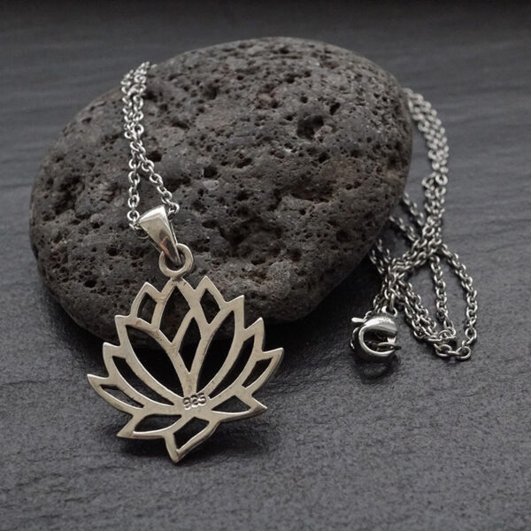 Lotus Anhänger mit Kette 925er Sterling Silber – Bild 2
