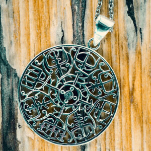 Wikinger Kompass Anhänger mit Kette 925er Sterling Silber