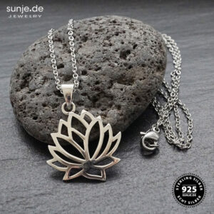 „Lotus Blume“ 925er Silber Anhänger mit Kette