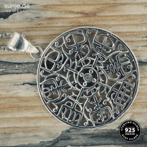Wikinger Kompass Anhänger mit Kette 925er Sterling Silber