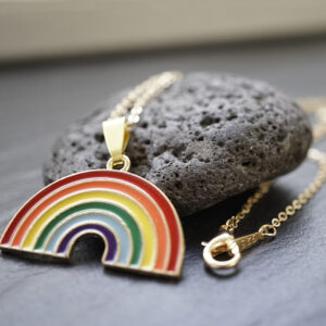 LGBTQ+ Pride Anhänger Emaille „Regenbogen“ mit Kette
