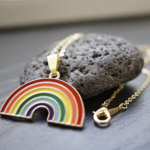 LGBTQ Regenbogen Emaille Anhänger mit Kette