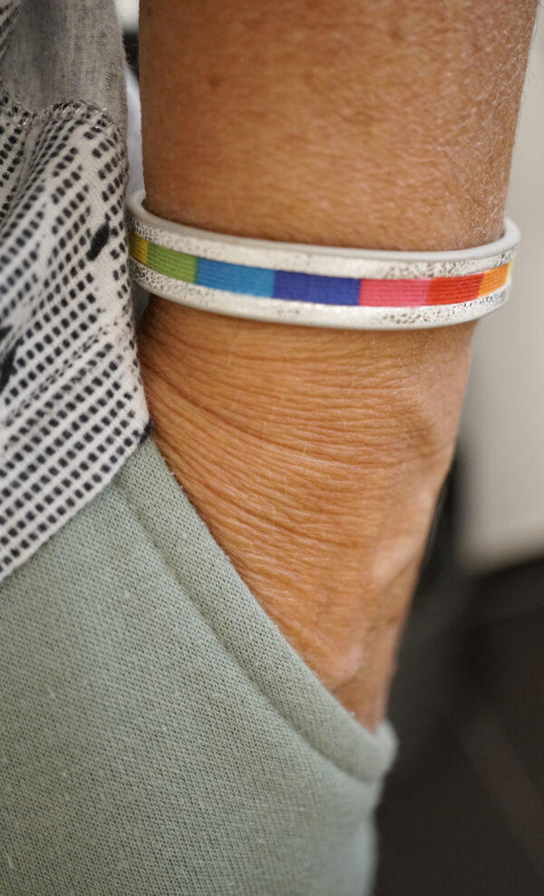 Rainbow Partner Leder Armband LGBTQ - silberfarben (2 Stück) – Bild 4