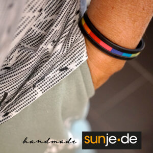 2 x Rainbow Partner Leder Armband LGBTQ – schwarz