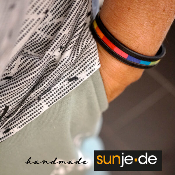 Rainbow Partner Leder Armband LGBTQ - schwarz (2 Stück)