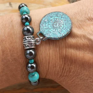 SONNENSCHEIBE – Türkis & Hämatit Edelsteinarmband