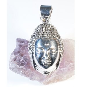 “Großer Buddha Kopf”  925er Silber-Anhänger mit Kette