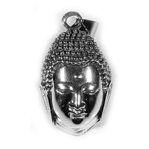 Großer Buddha Kopf Anhänger mit Kette 925er Sterling Silber