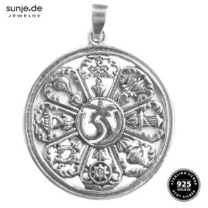 Om mit Lebensrad Anhänger mit Kette – 925er Sterling Silber