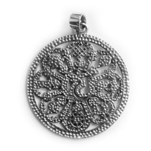 Om mit Lebensrad Anhänger mit Kette – 925er Sterling Silber