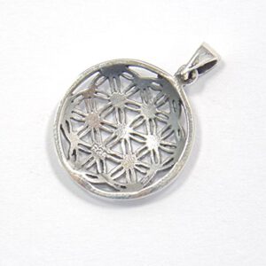 „Lebensblume Ornamentrand“  925er Silber-Anhänger mit Kette