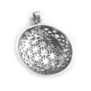 Lebensblume Ornamentrand Anhänger mit Kette 925er Sterling Silber