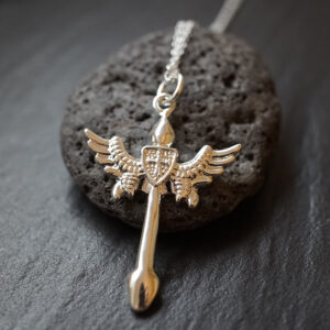 „Flügelkreuz“  925er Silber Anhänger mit Kette