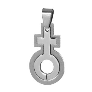 Frauen Symbol gestanzt aus Edelstahl mit Kugelkette