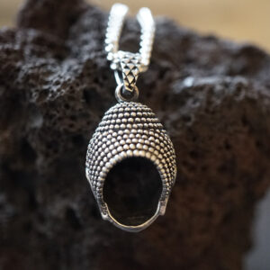 Großer Buddha Kopf Anhänger mit Kette (3D)  925er Sterling Silber