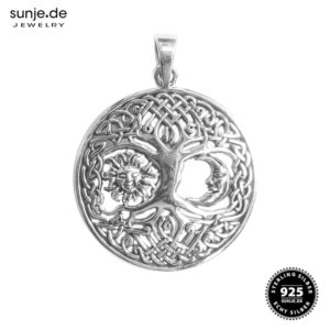 „Lebensbaum mit Sonne & Mond“  925er Silber-Anhänger mit Kette