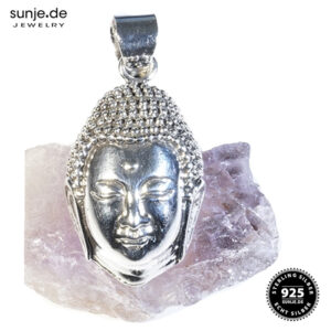 „Großer Buddha Kopf“  925er Silber-Anhänger mit Kette