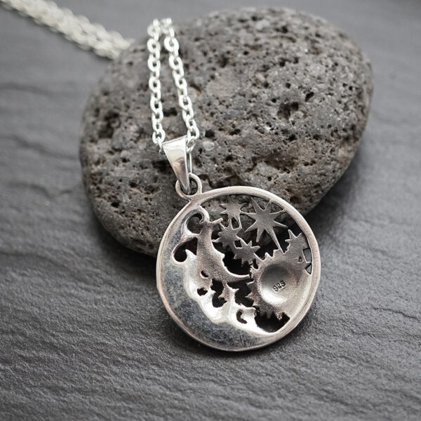 Sonne, Mond & Sterne Anhänger mit Kette 925er Sterling Silber – Bild 2