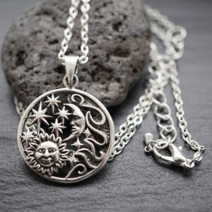 „Sonne, Mond & Sterne“  925er Silber Anhänger mit Kette