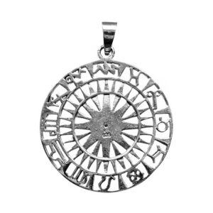 Sonnenrad mit Sternzeichen  925er Silber-Anhänger mit Kette