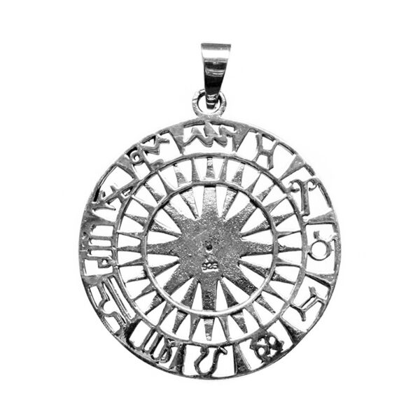Sonnenrad mit Sternzeichen  925er Silber-Anhänger mit Kette – Bild 2