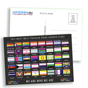 Flaggenkarte „WE ARE WHO WE ARE“ Gender Symbole (10 Stück)
