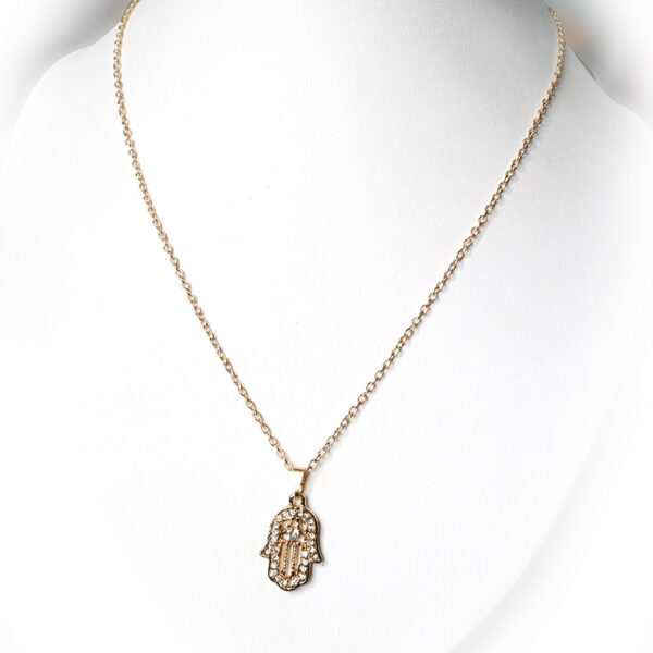 FATIMAHAND Charm Anhänger - Rose vergoldet mit Kette – Bild 3