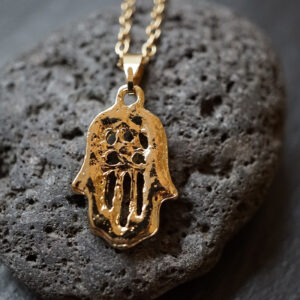 FATIMAHAND Charm Anhänger – Rose vergoldet mit Kette