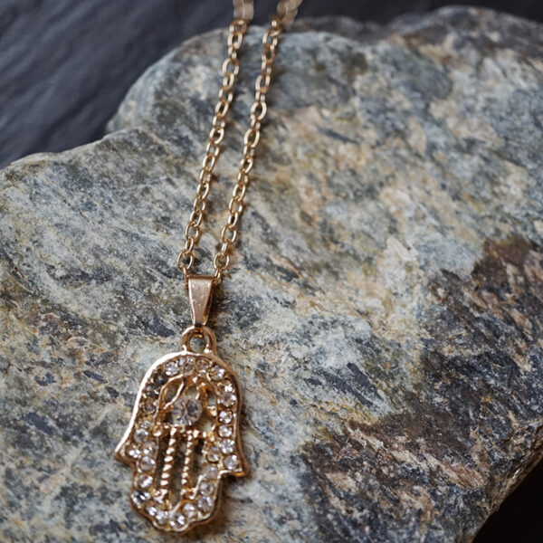 FATIMAHAND Charm Anhänger - Rose vergoldet mit Kette – Bild 4
