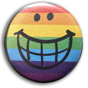 Grinsender Emoji – Button mit Anstecknadel (25 mm)