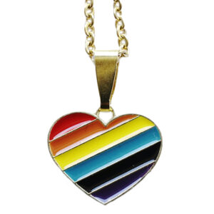 LGBTQ Pride Herzform Anhänger Emaille „Rainbow Herz“ mit Edelstahlkette vergoldet