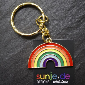 LGBTQ Schlüsselanhänger Regenbogen golden