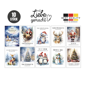 10 x Weihnachtskarten „Watercolor Christmas Edition“