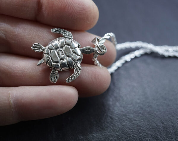 SCHILDKRÖTEN (beweglich) Anhänger – 925er Silber mit Kette – Bild 2