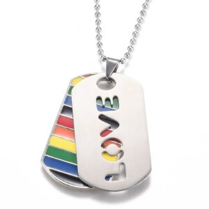LGBTQ+ Pride DOG TAG Anhänger Emaille Rainbow mit Kugelkette