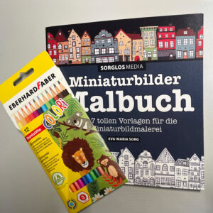 Malbuch-Set für Erwachsene „Miniaturen Malen“ mit Buntstiften