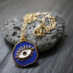 BLUE EYE – Anhänger emailliert mit Goldkette