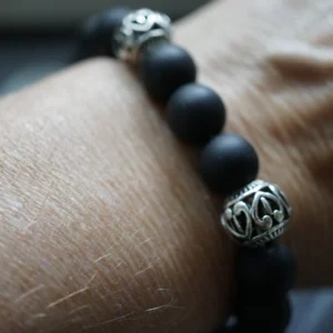 BLACKSTONE – Armband mit polierten Achatkugeln BIKER