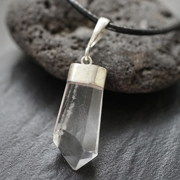 Bergkristall Edelstein Spitze Anhänger 925er Silber Schmuck