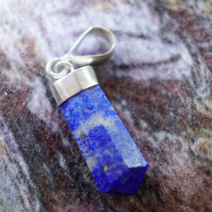 LAPISLAZULI Edelsteinspitze 925er Anhänger mit Kette