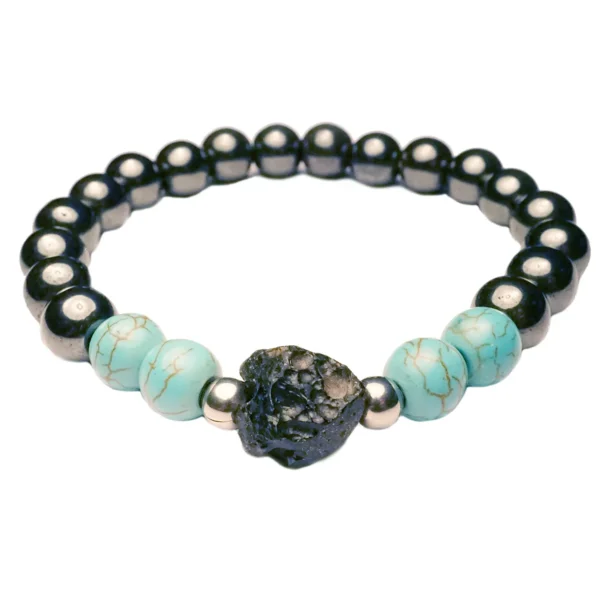 edelsteinarmband_hämatit türkis Meteorit Tektite
