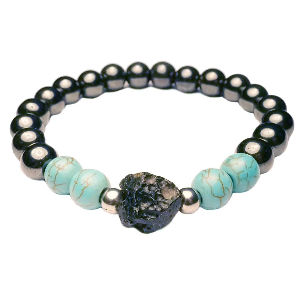 edelsteinarmband_hämatit türkis Meteorit Tektite