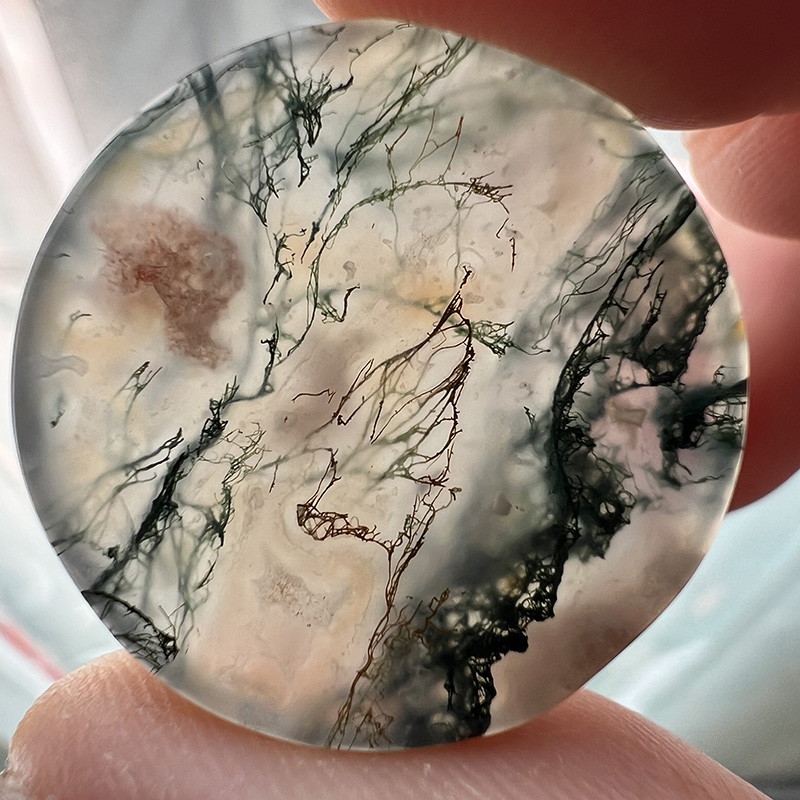 Moosachat Scheibe – Chalcedon Quarz mit wunderschönen feinen natürlichen Flechten – Bild 2
