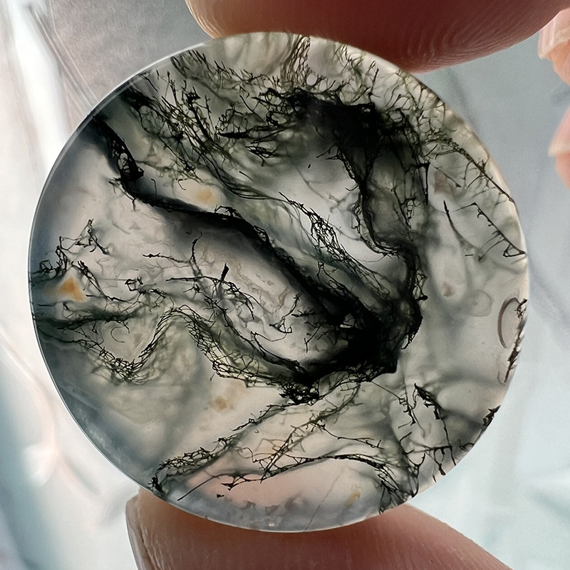 Moosachat Scheibe – Chalcedon Quarz mit wunderschönen feinen natürlichen Flechten – Bild 3